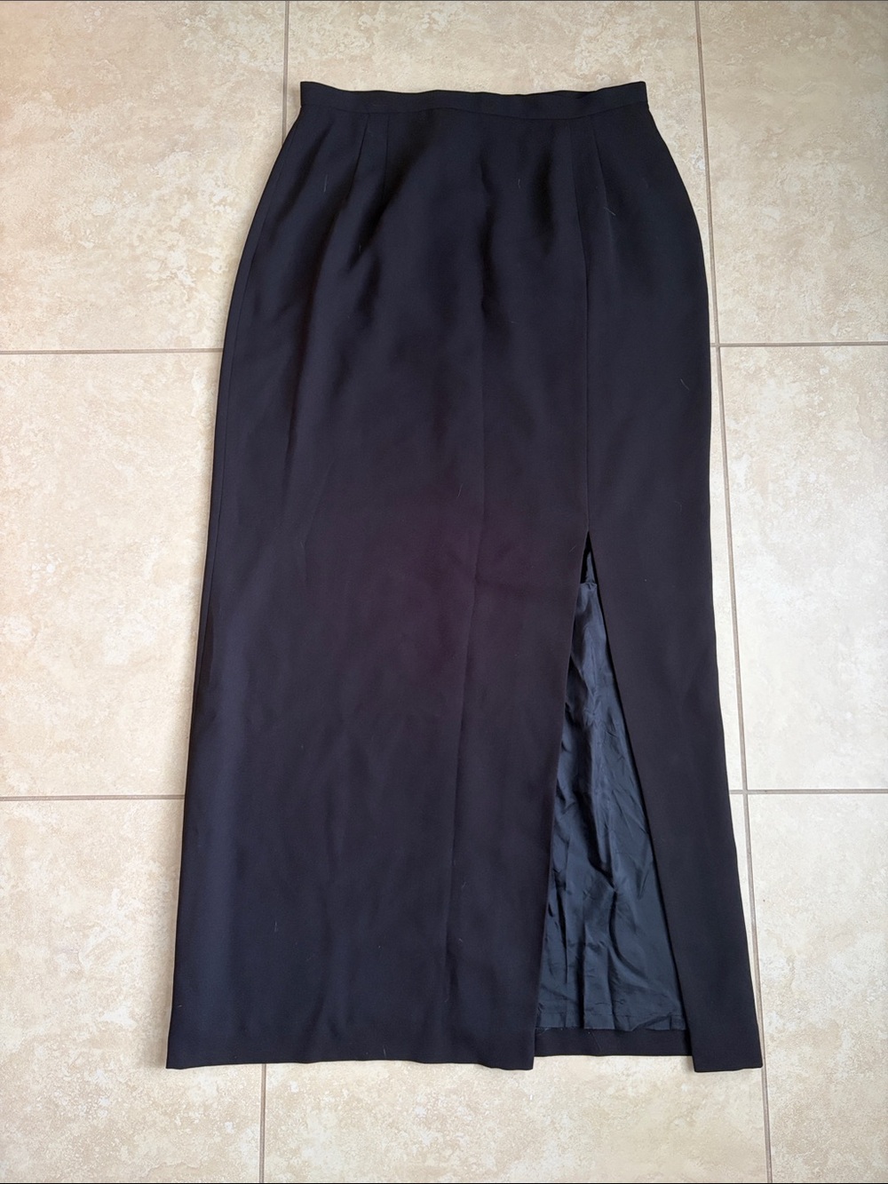 Adrianna Papell vintage Black Maxi Skirt with Front Slit